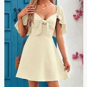 Lovely Tie Front Flutter Sleeve Mini Dress Size Small